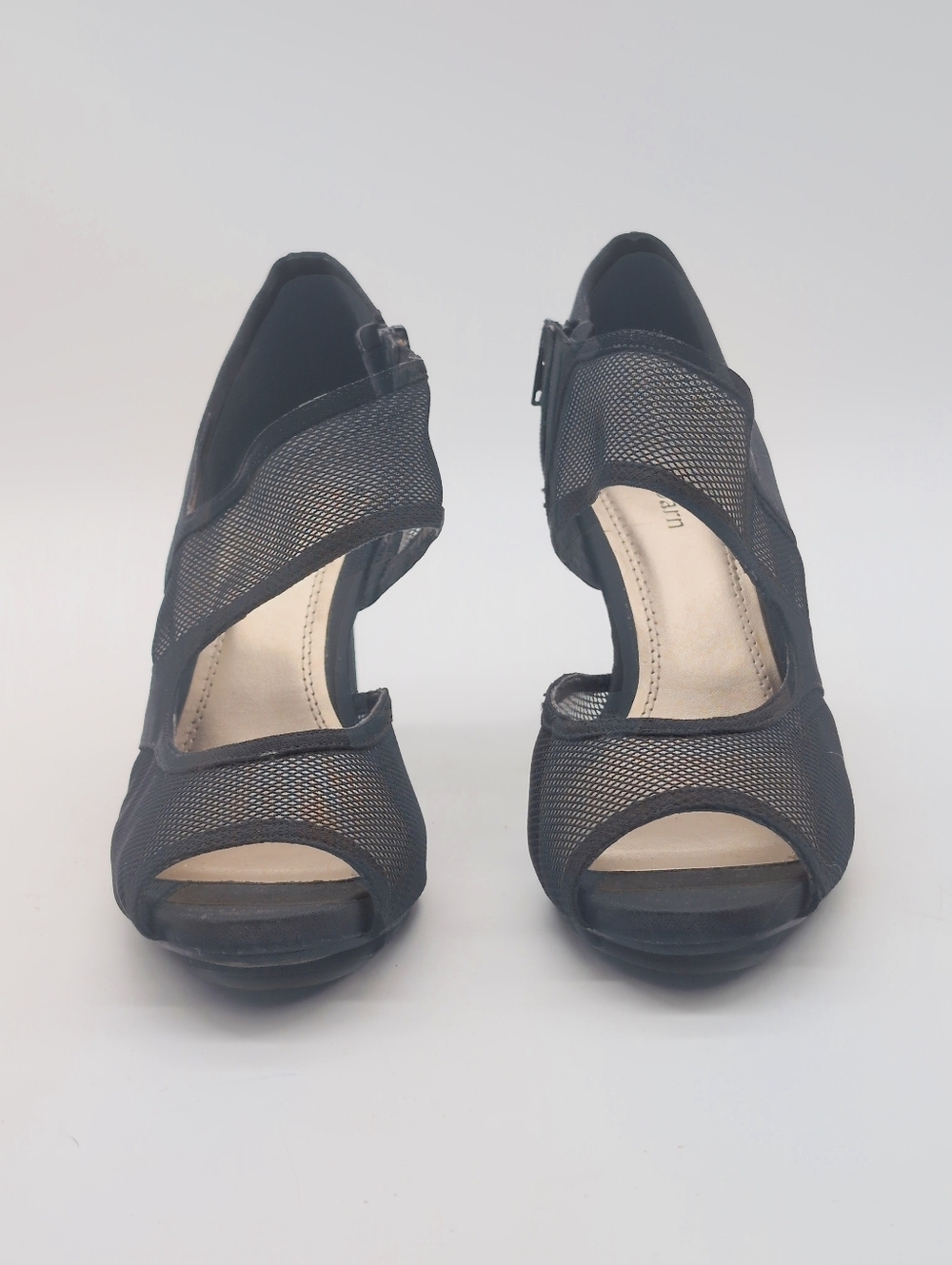 Dress Barn Trishia Sz 8.5 Women's Black Mesh Peep-Toe High Heels - Picture 2 of 8